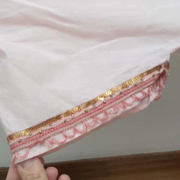 J. Crew Pink Tassel Embroidered Sequins Top Sz 2 - Picture 5 of 6